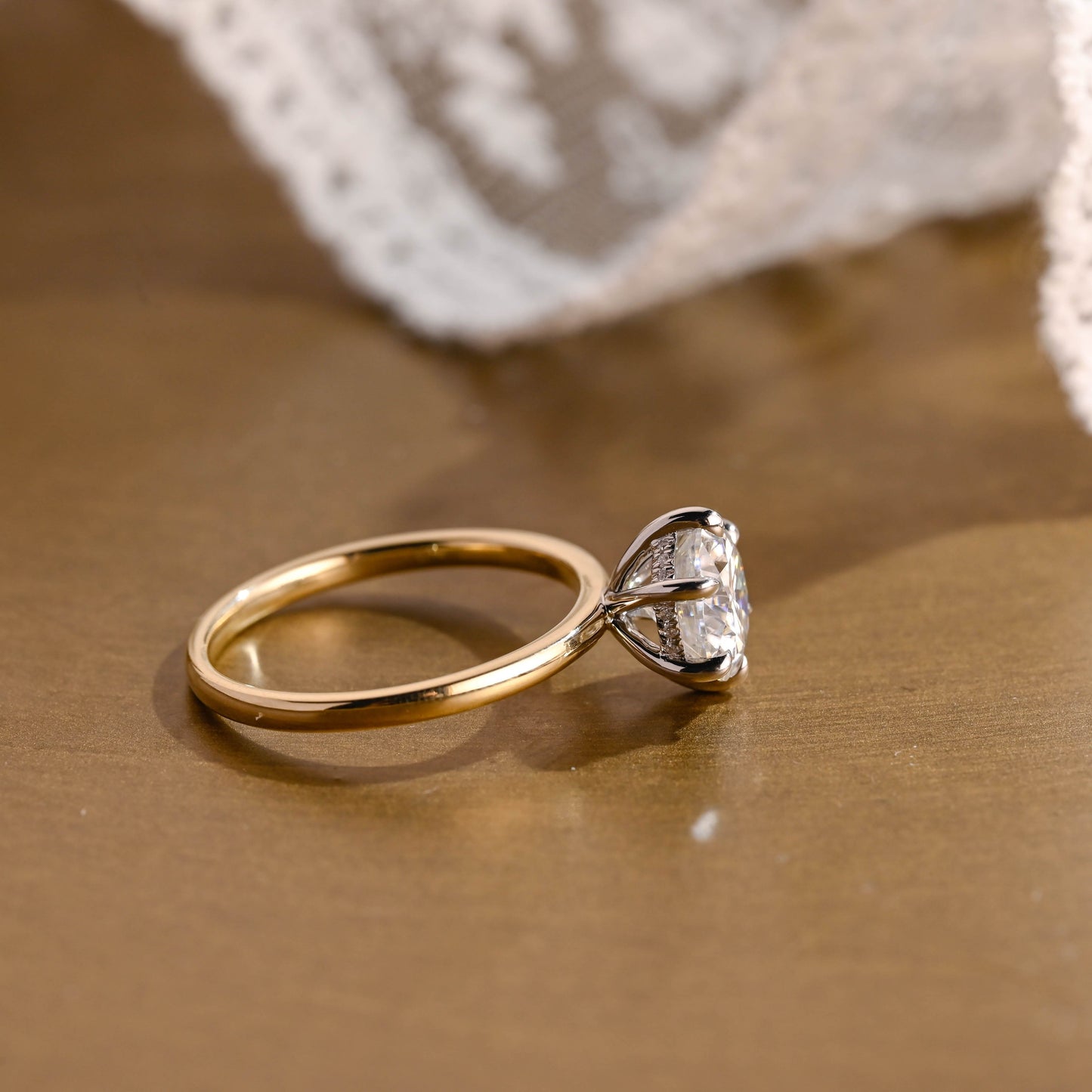 2 CT Emerald Pave Moissanite Engagement Ring