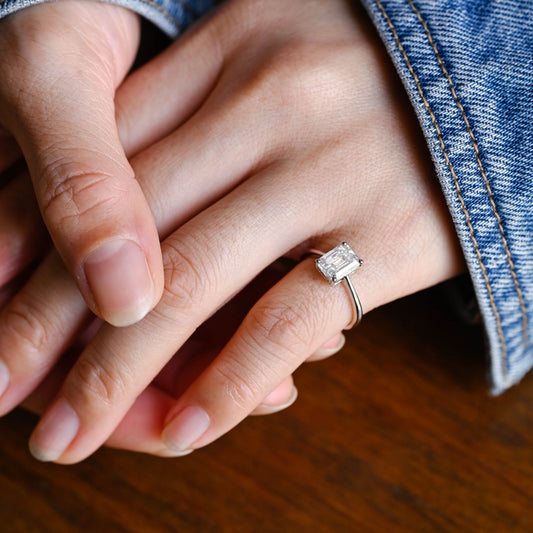 2 CT Emerald Pave Moissanite Engagement Ring