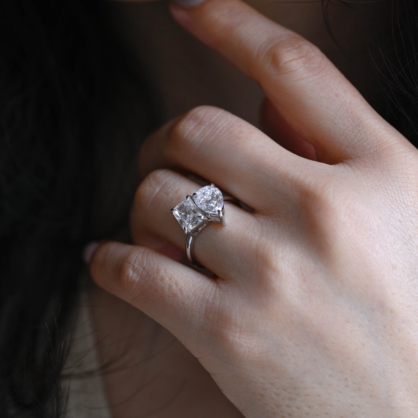2 CT Emerald Pave Moissanite Engagement Ring