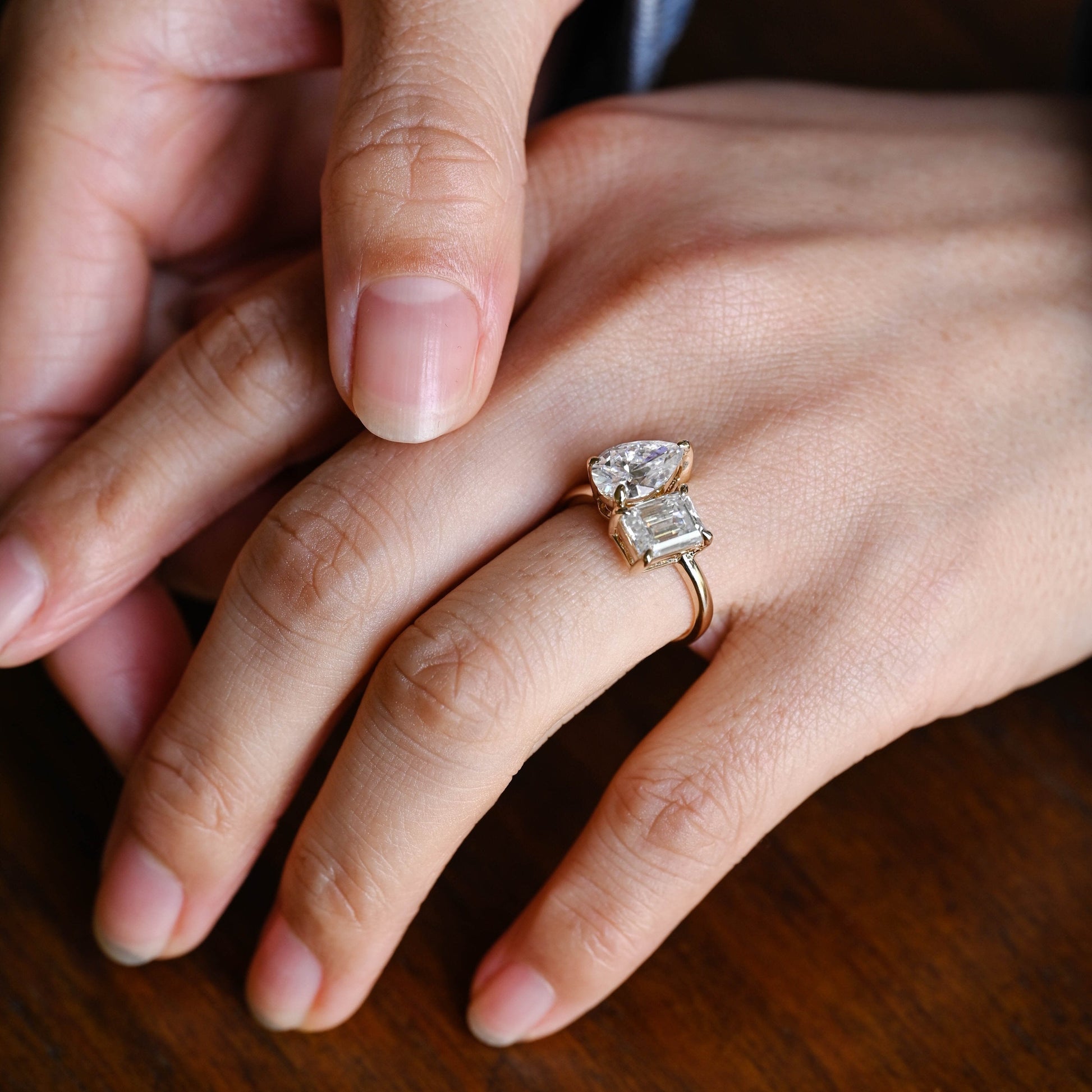 2 CT Emerald Pave Moissanite Engagement Ring