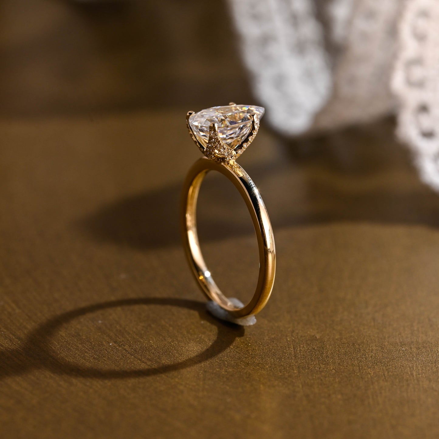 2 CT Emerald Pave Moissanite Engagement Ring