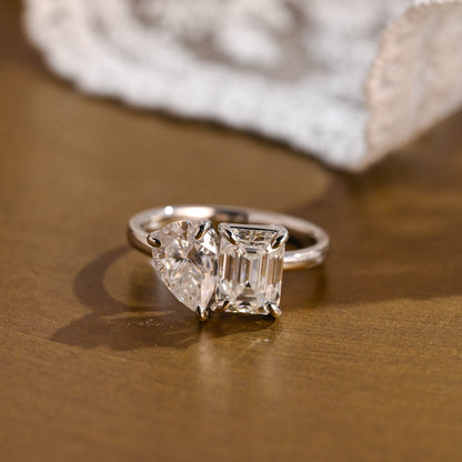 2 CT Emerald Pave Moissanite Engagement Ring