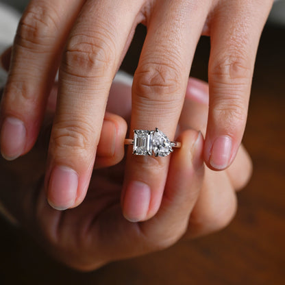 2 CT Emerald Pave Moissanite Engagement Ring
