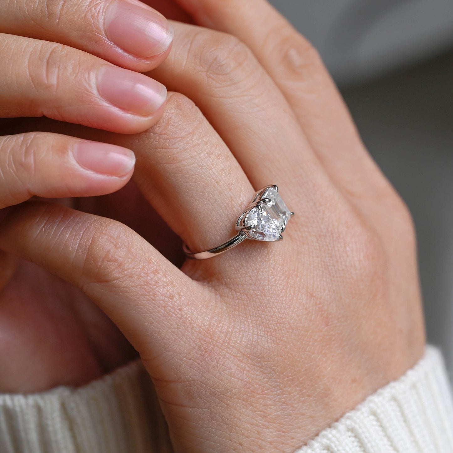 2 CT Emerald Pave Moissanite Engagement Ring