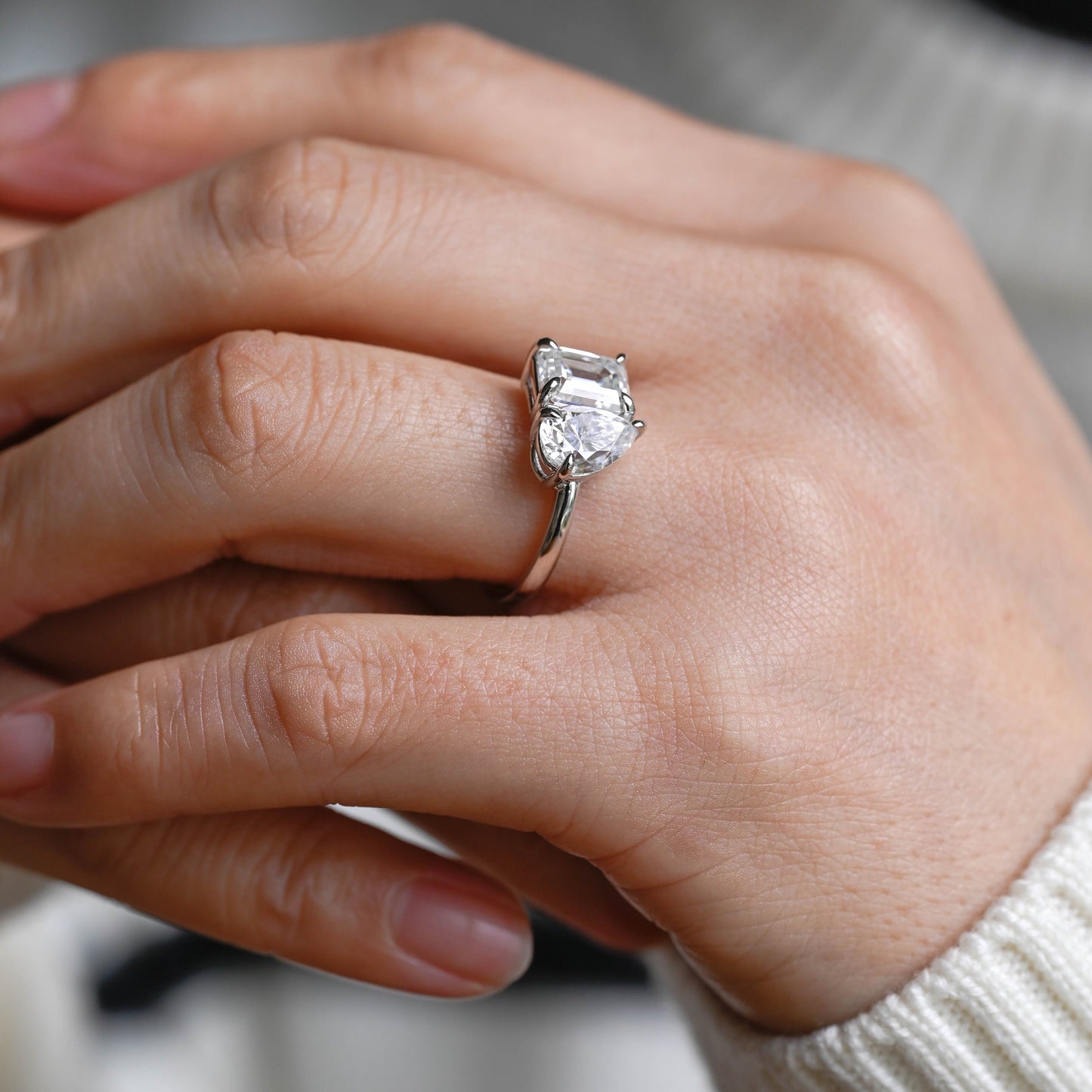 2 CT Emerald Pave Moissanite Engagement Ring