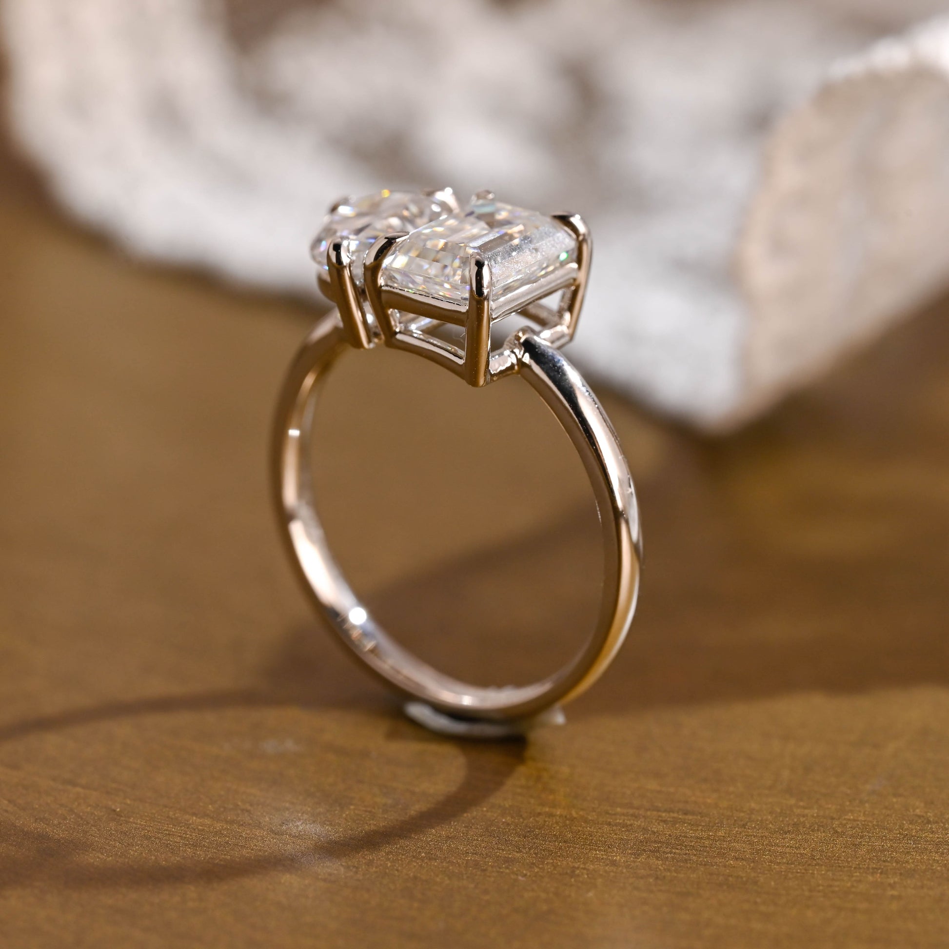 2 CT Emerald Pave Moissanite Engagement Ring