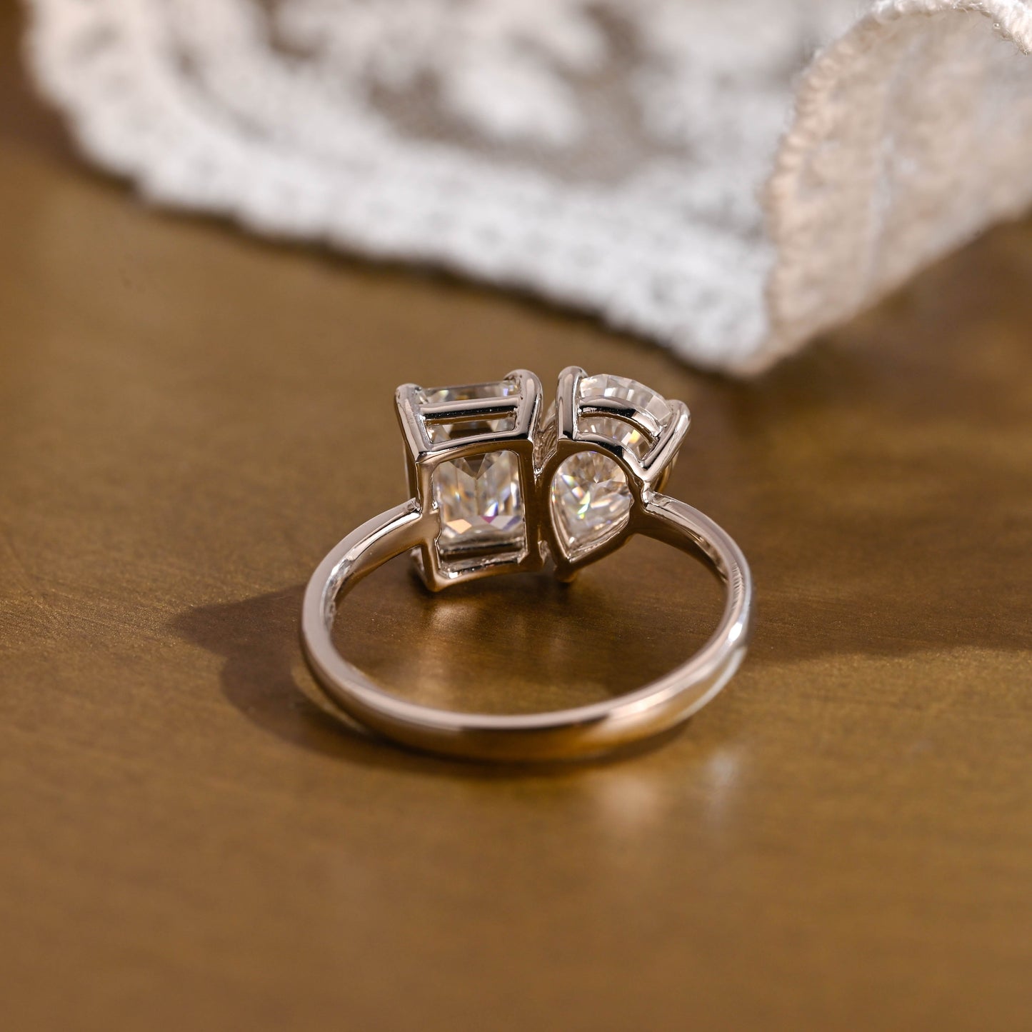2 CT Emerald Pave Moissanite Engagement Ring