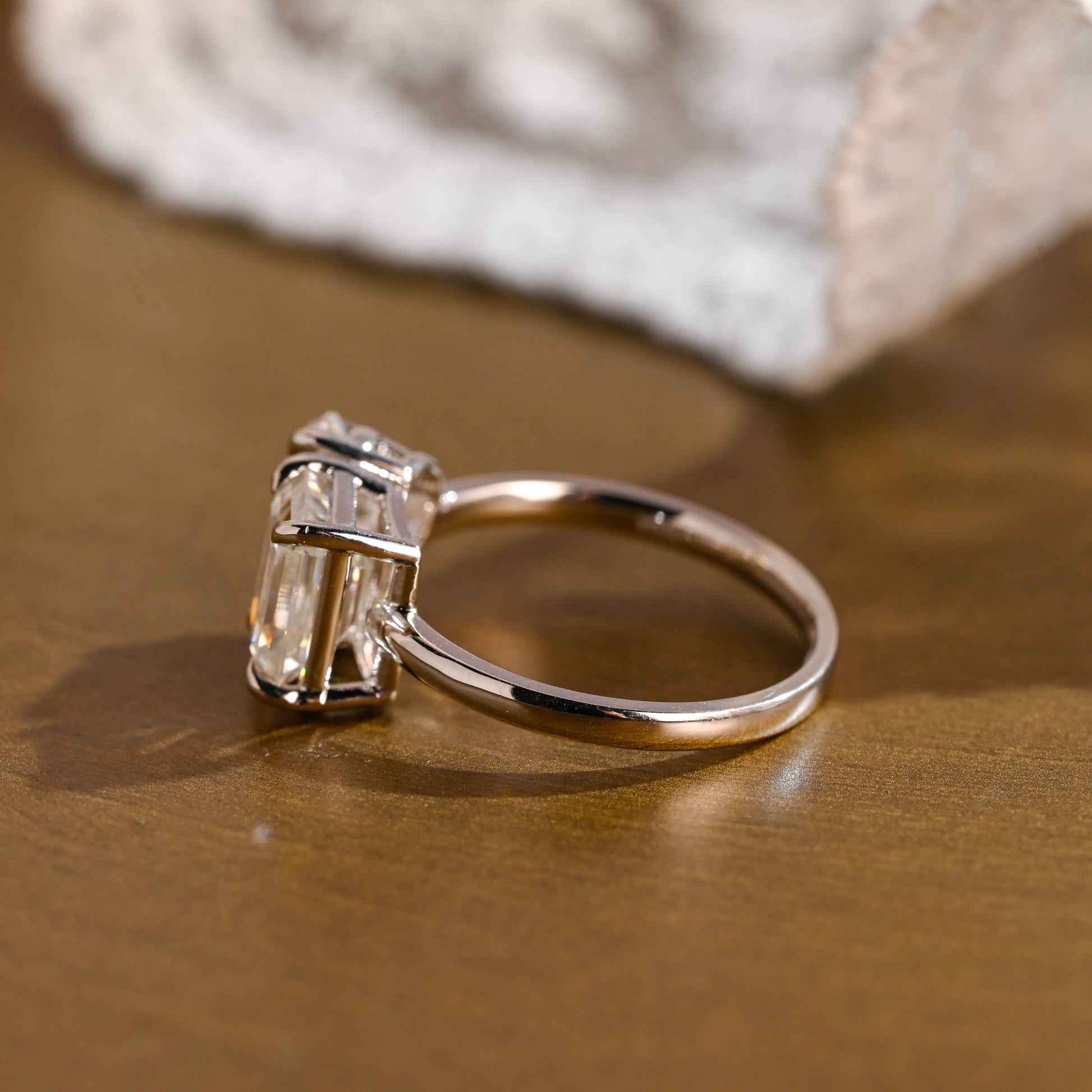 2 CT Emerald Pave Moissanite Engagement Ring