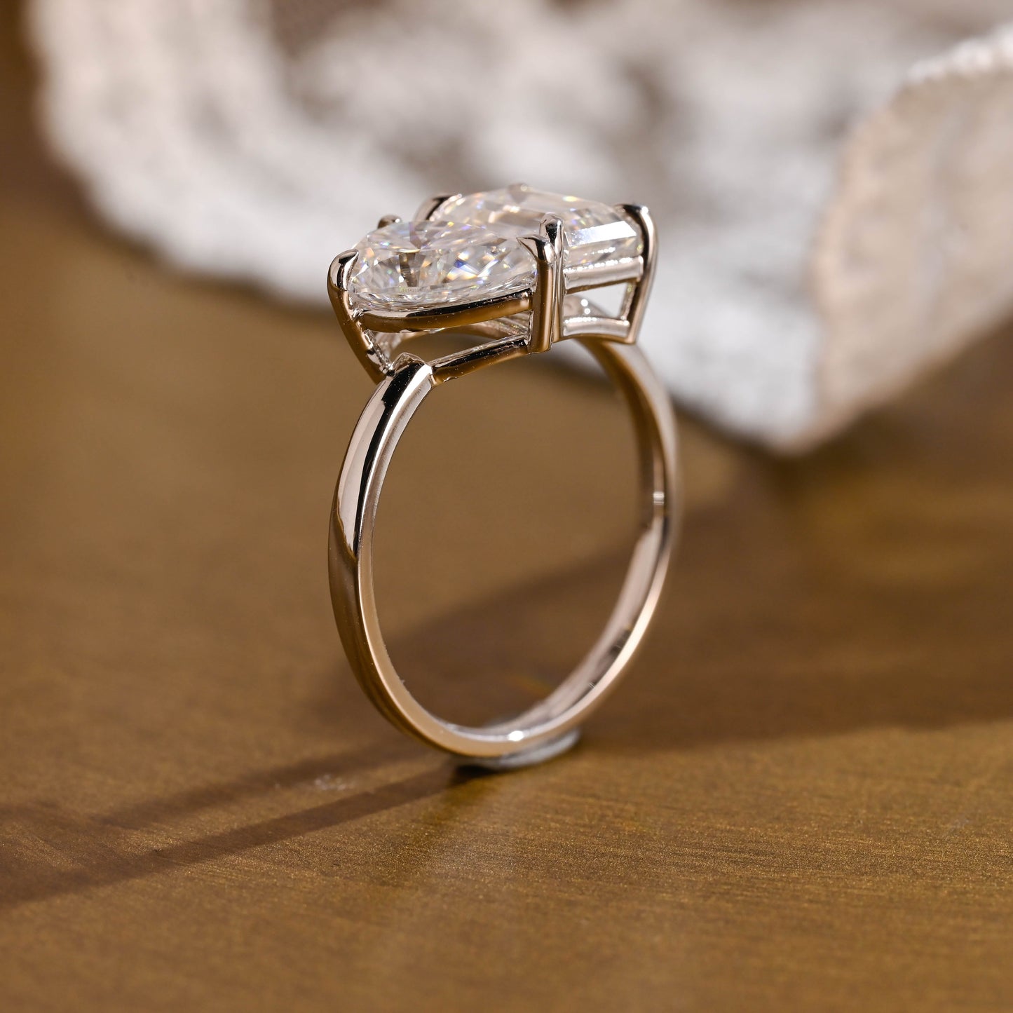 2 CT Emerald Pave Moissanite Engagement Ring