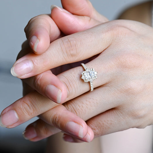 2 CT Emerald Pave Moissanite Engagement Ring