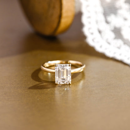 2 CT Emerald Pave Moissanite Engagement Ring