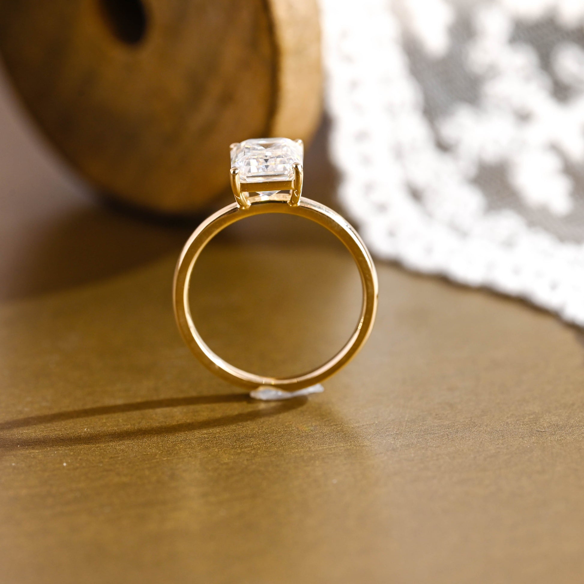 2 CT Emerald Pave Moissanite Engagement Ring