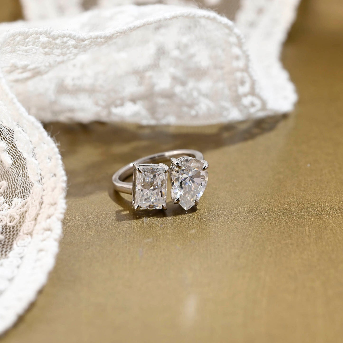 2 CT Emerald Pave Moissanite Engagement Ring