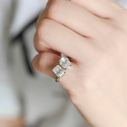 2 CT Emerald Pave Moissanite Engagement Ring