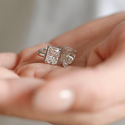 2 CT Emerald Pave Moissanite Engagement Ring