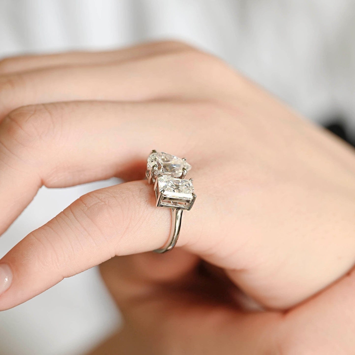 2 CT Emerald Pave Moissanite Engagement Ring