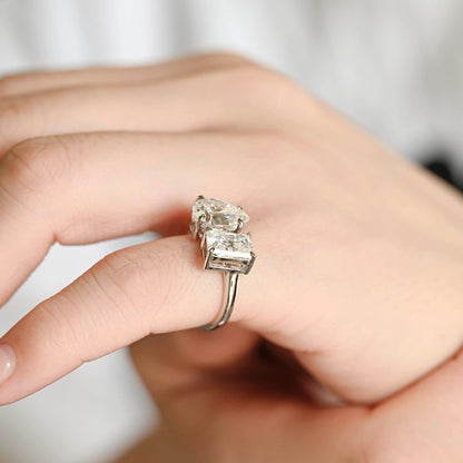 2 CT Emerald Pave Moissanite Engagement Ring