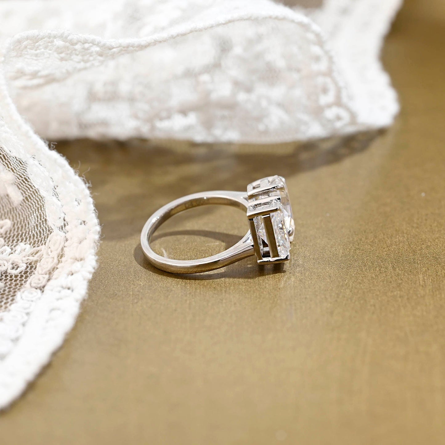2 CT Emerald Pave Moissanite Engagement Ring