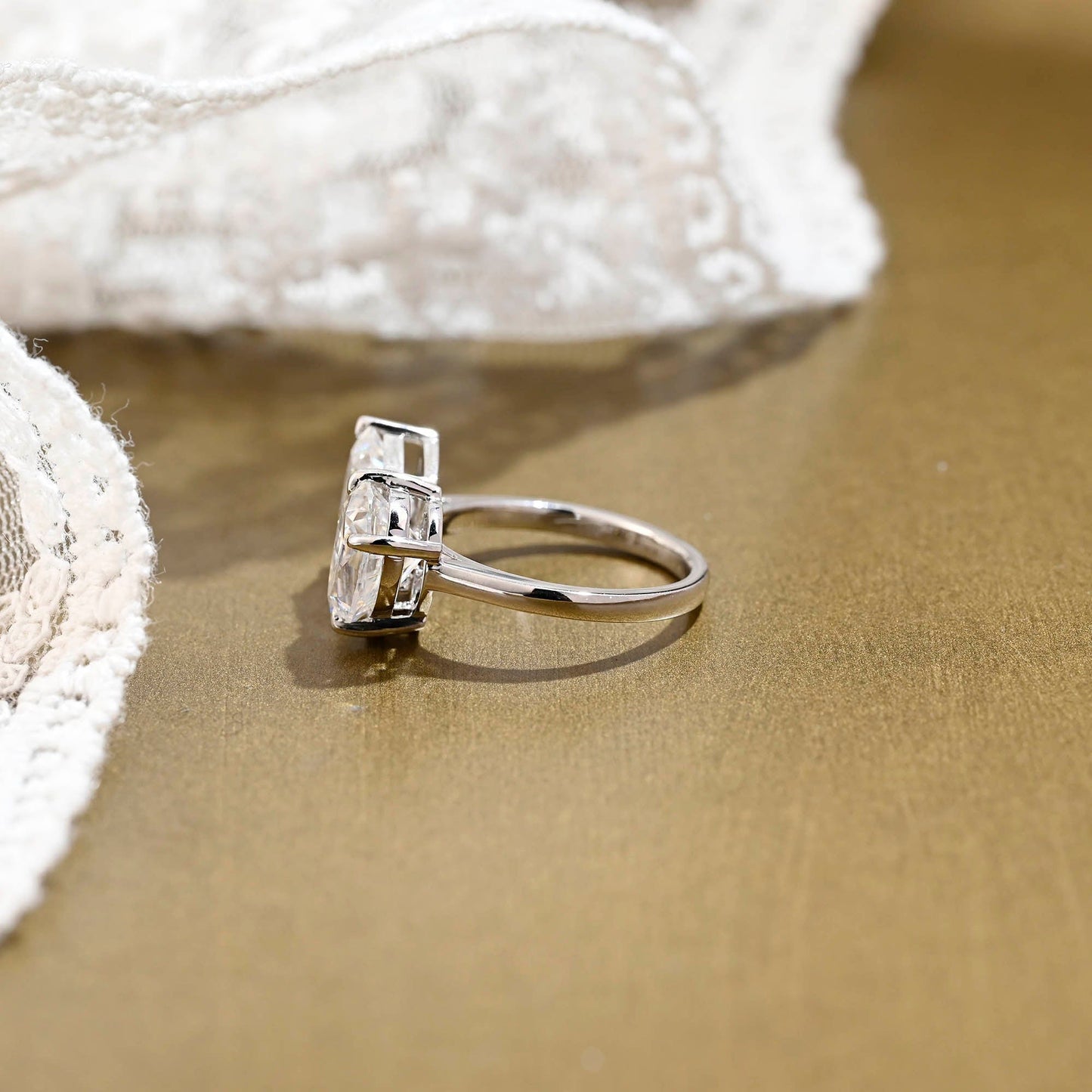 2 CT Emerald Pave Moissanite Engagement Ring