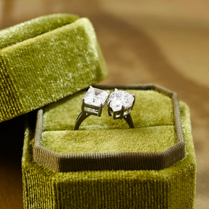 2 CT Emerald Pave Moissanite Engagement Ring