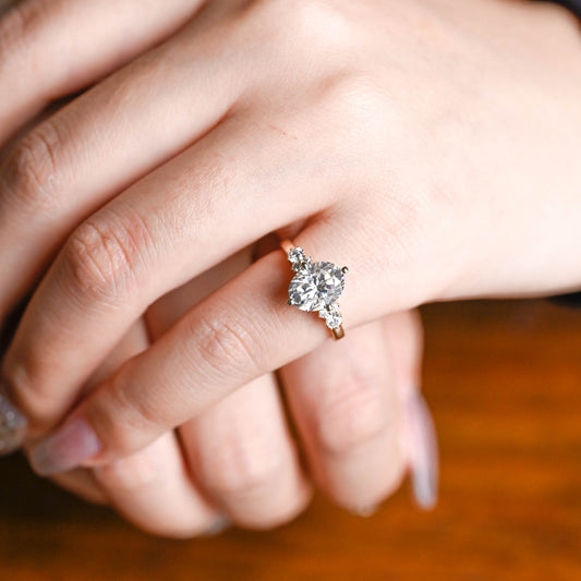 2 CT Emerald Pave Moissanite Engagement Ring