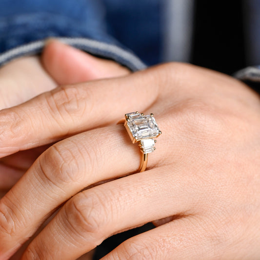 2 CT Emerald Pave Moissanite Engagement Ring