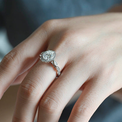 2 CT Emerald Pave Moissanite Engagement Ring