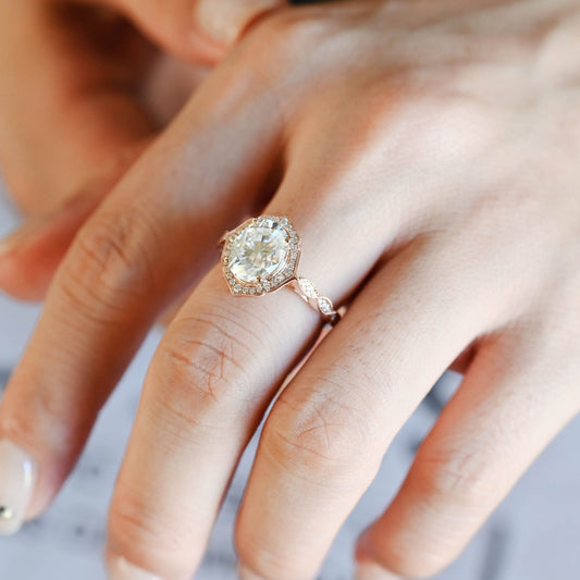 2 CT Emerald Pave Moissanite Engagement Ring