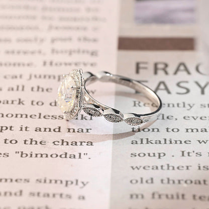2 CT Emerald Pave Moissanite Engagement Ring