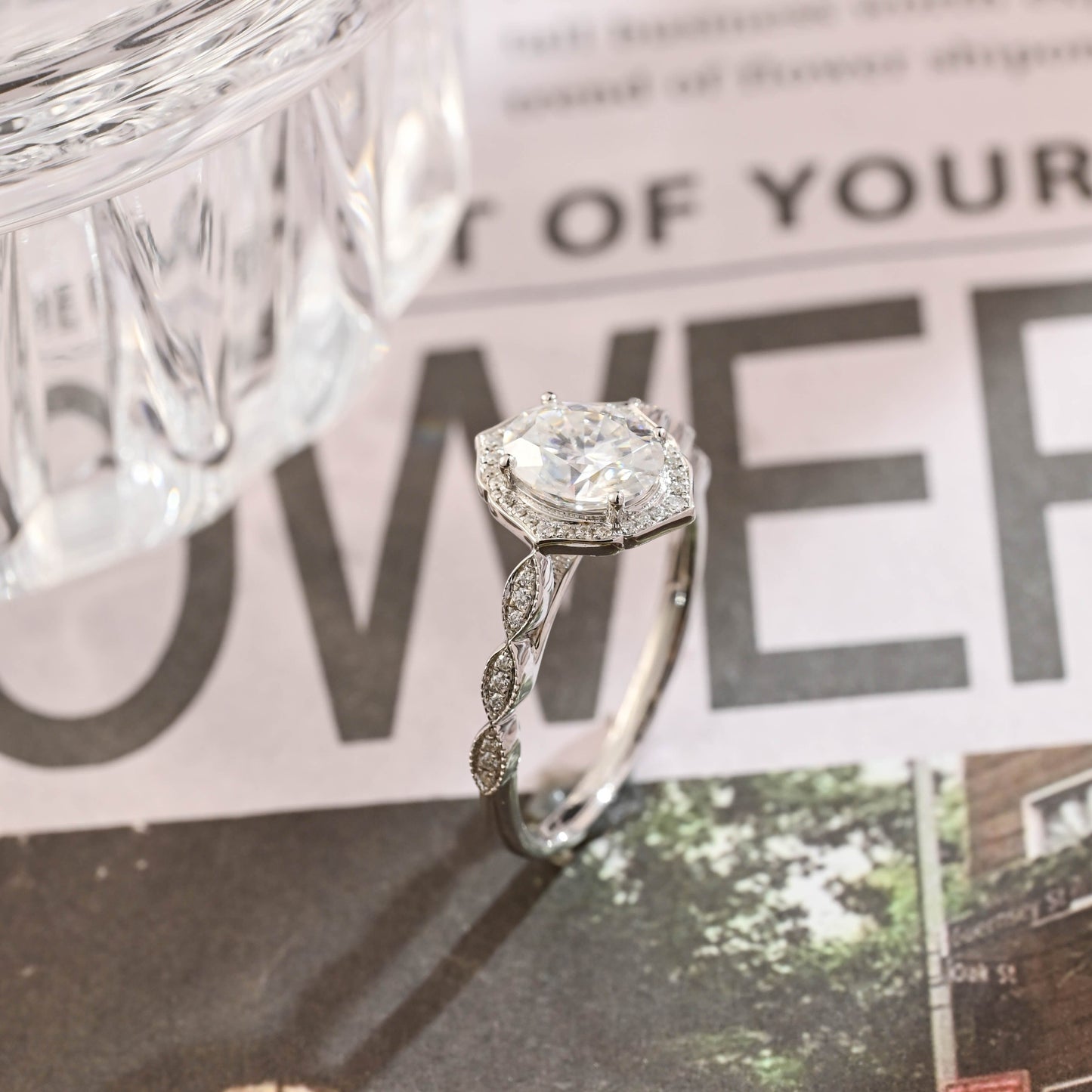 2 CT Emerald Pave Moissanite Engagement Ring