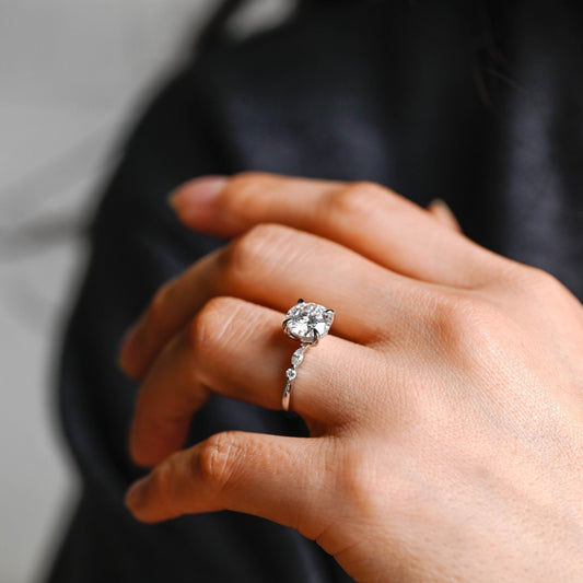 2 CT Emerald Pave Moissanite Engagement Ring