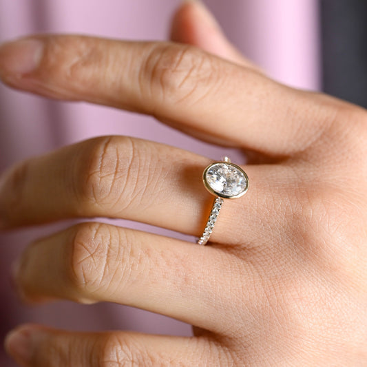 2 CT Emerald Pave Moissanite Engagement Ring