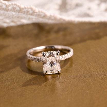 2 CT Emerald Pave Moissanite Engagement Ring
