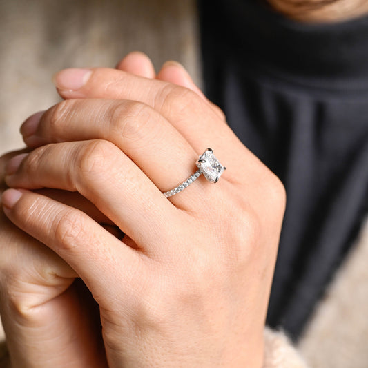 2 CT Emerald Pave Moissanite Engagement Ring