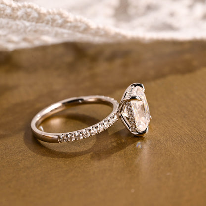 2 CT Emerald Pave Moissanite Engagement Ring