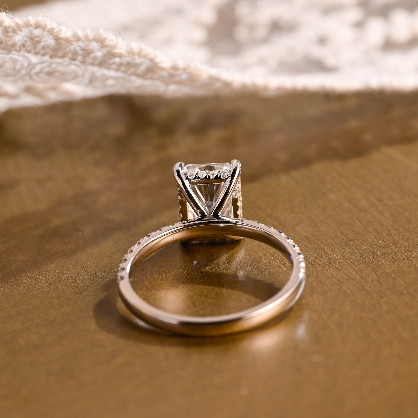 2 CT Emerald Pave Moissanite Engagement Ring