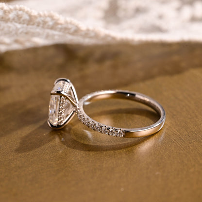 2 CT Emerald Pave Moissanite Engagement Ring