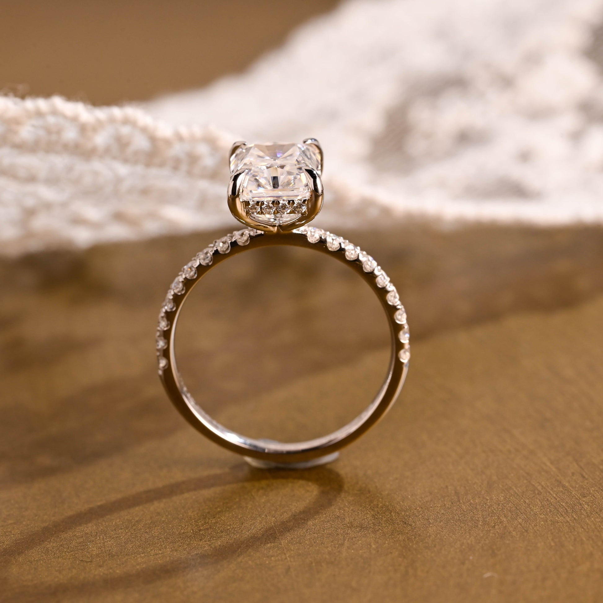 2 CT Emerald Pave Moissanite Engagement Ring