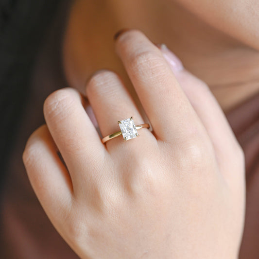 2 CT Emerald Pave Moissanite Engagement Ring