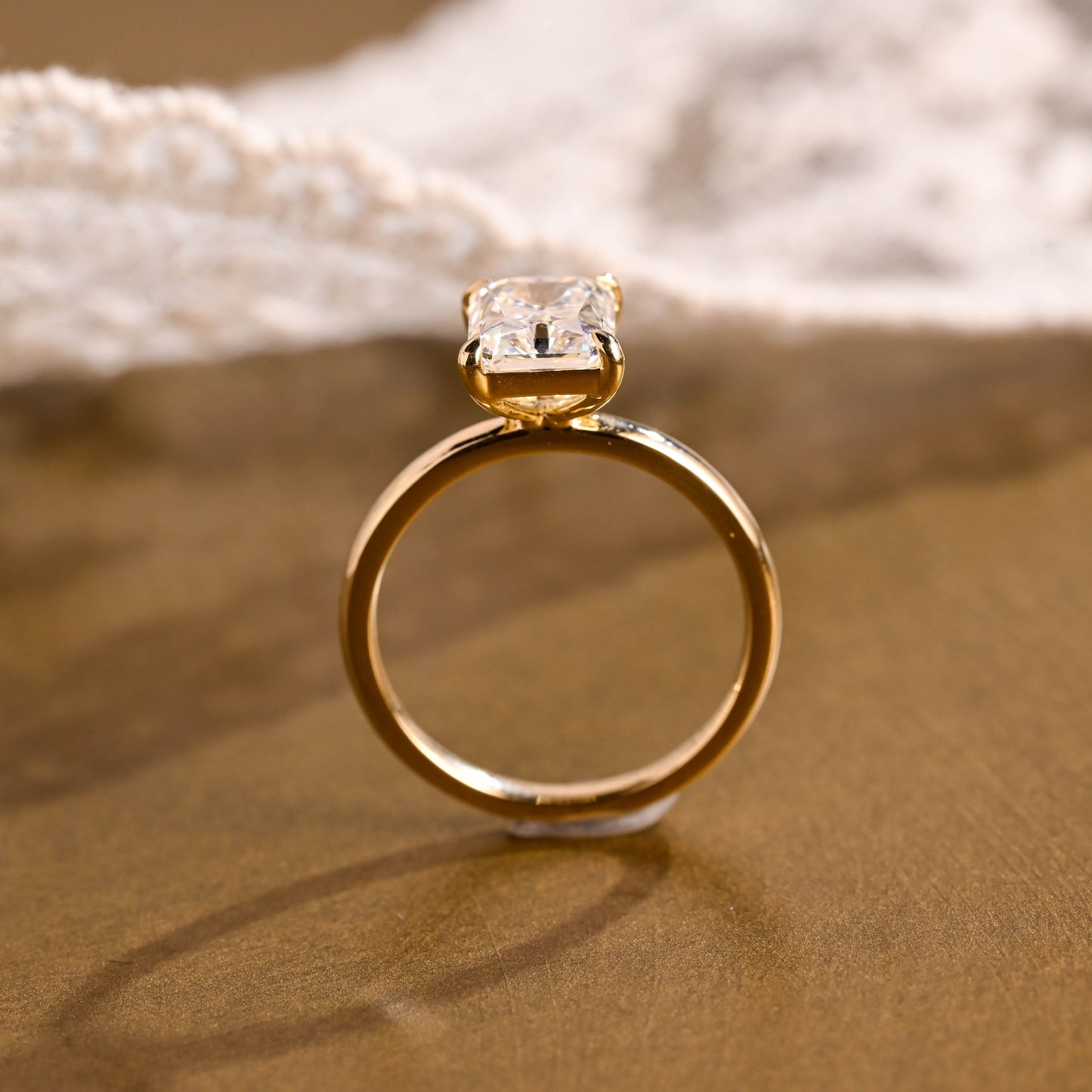 2 CT Emerald Pave Moissanite Engagement Ring