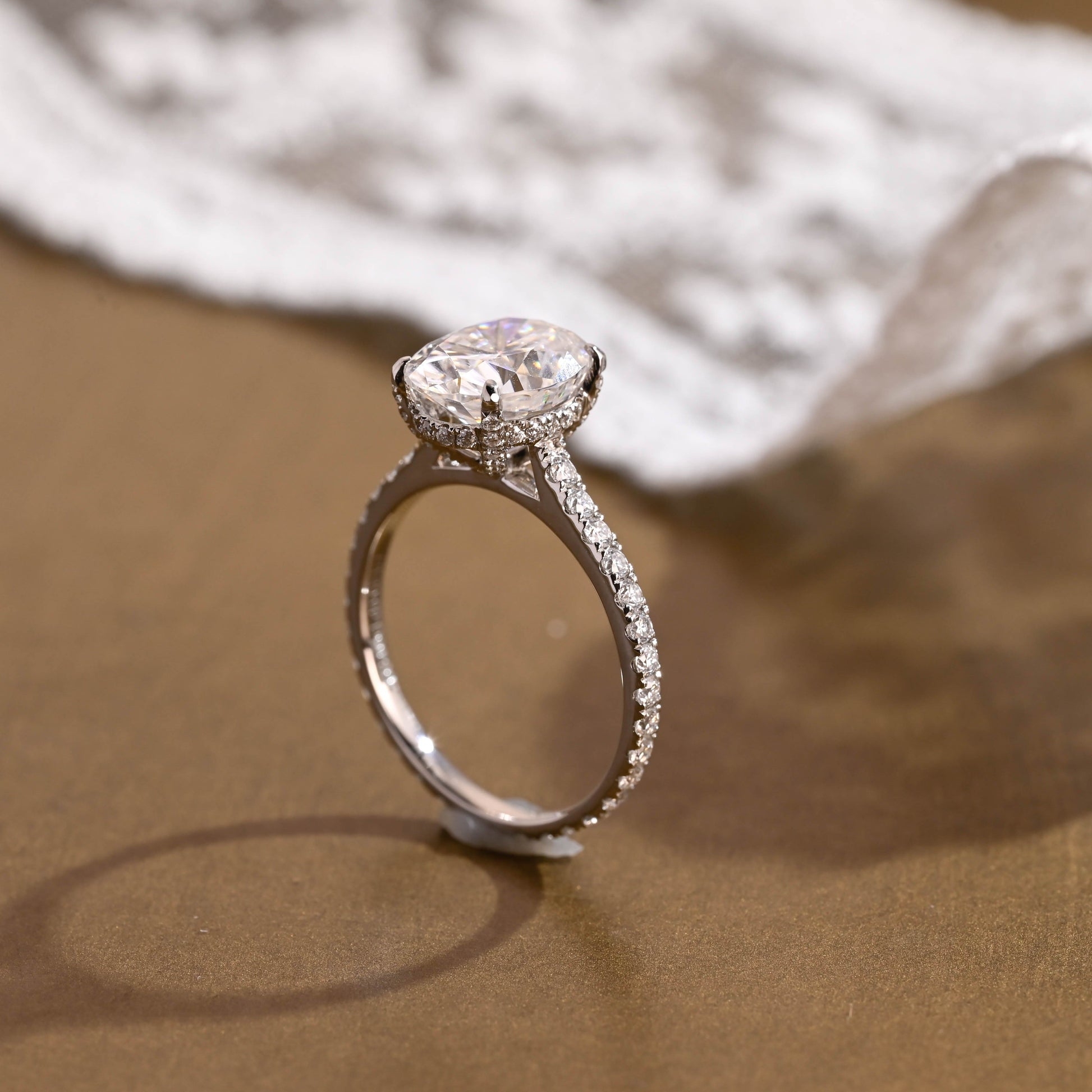 2 CT Emerald Pave Moissanite Engagement Ring