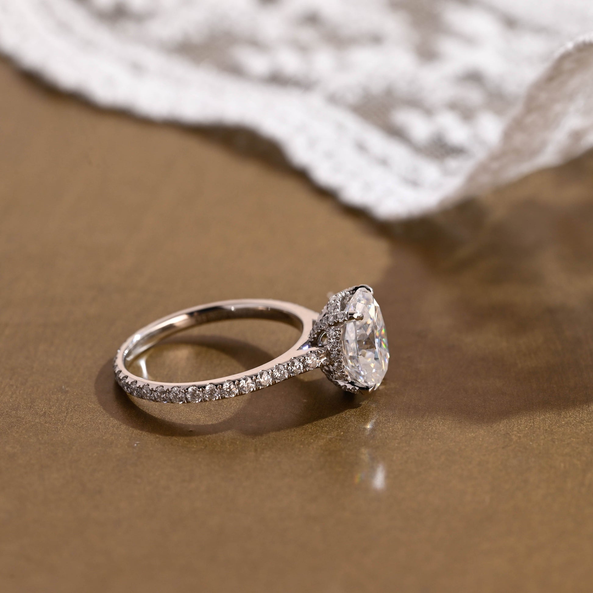 2 CT Emerald Pave Moissanite Engagement Ring