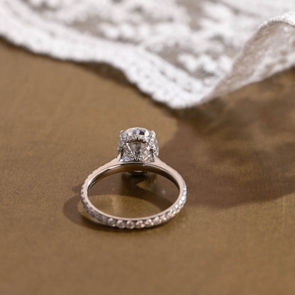 2 CT Emerald Pave Moissanite Engagement Ring