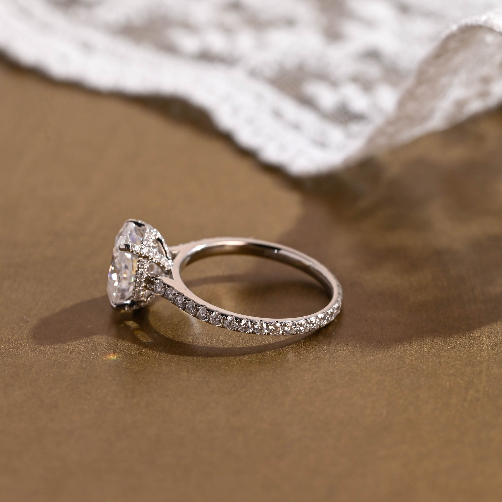 2 CT Emerald Pave Moissanite Engagement Ring
