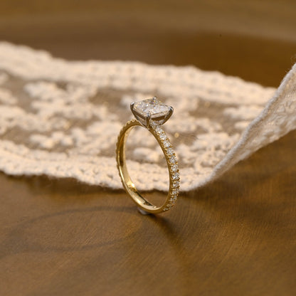 2 CT Emerald Pave Moissanite Engagement Ring
