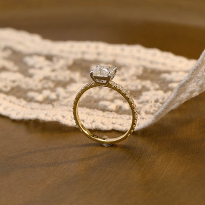 2 CT Emerald Pave Moissanite Engagement Ring