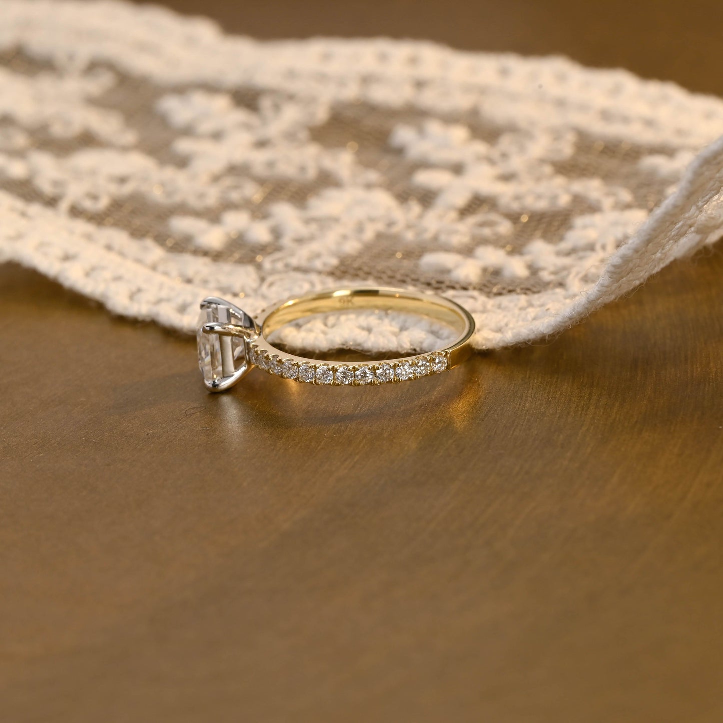 2 CT Emerald Pave Moissanite Engagement Ring
