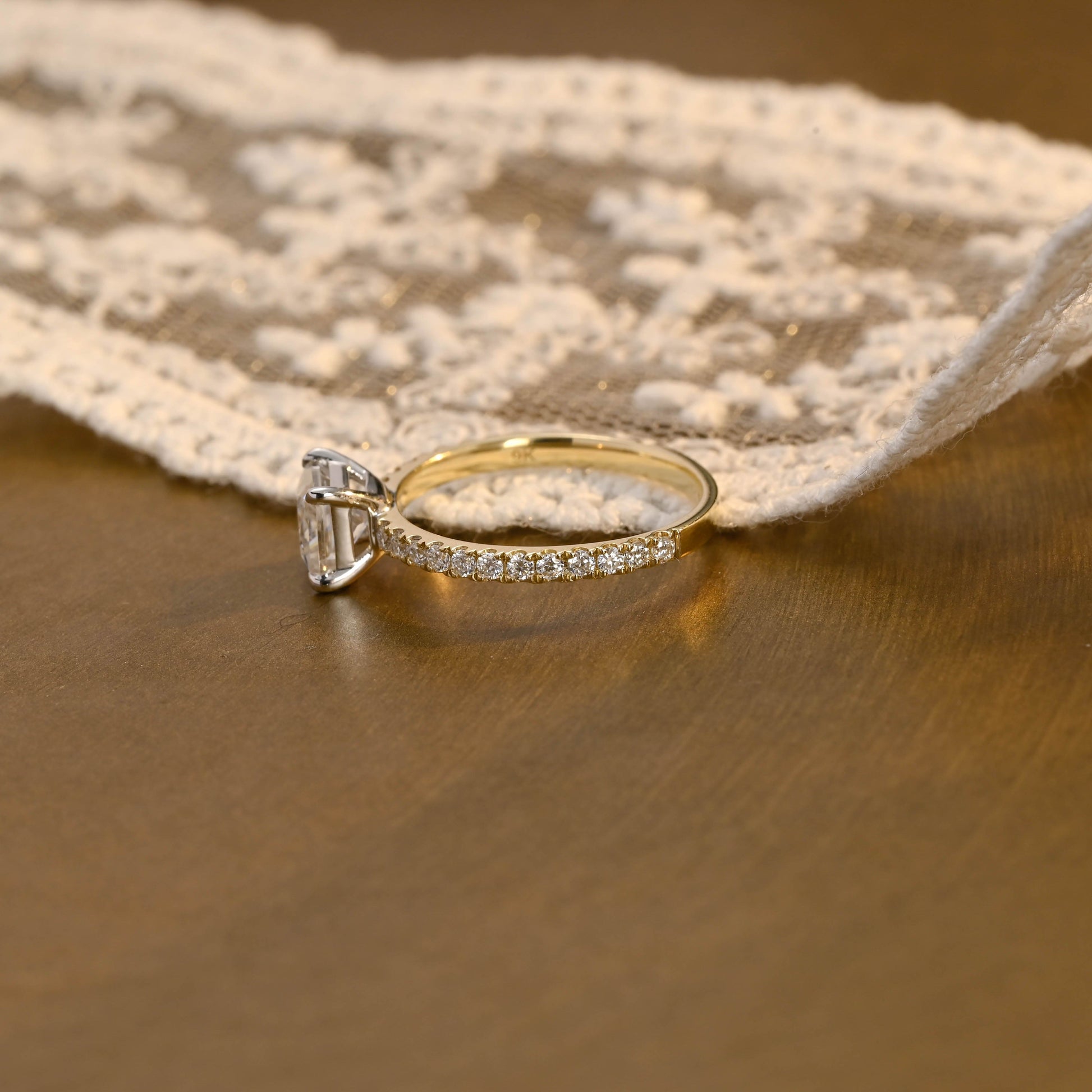 2 CT Emerald Pave Moissanite Engagement Ring