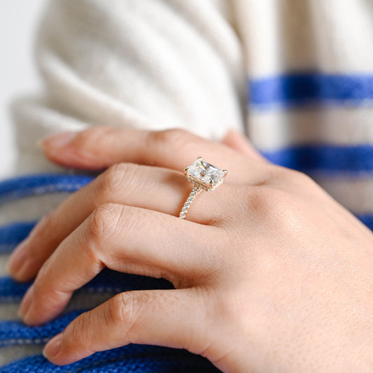 2 CT Emerald Pave Moissanite Engagement Ring