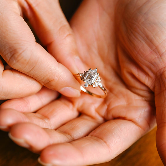 2 CT Emerald Pave Moissanite Engagement Ring